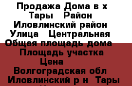 Продажа Дома в х. Тары › Район ­ Иловлинский район › Улица ­ Центральная › Общая площадь дома ­ 52 › Площадь участка ­ 2 500 › Цена ­ 900 000 - Волгоградская обл., Иловлинский р-н, Тары хутор Недвижимость » Дома, коттеджи, дачи продажа   . Волгоградская обл.